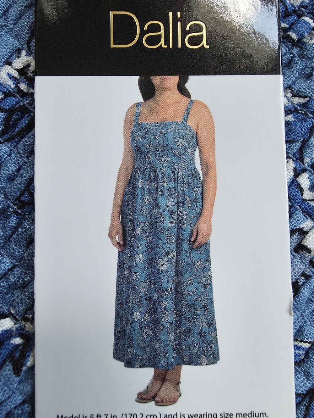 Dalia Blue White Floral Maxi Dress Suze Large Linen NWT